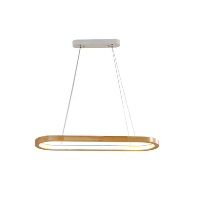 Modern Minimalist Wooden Linear Round 1-Light LED Chandeliers