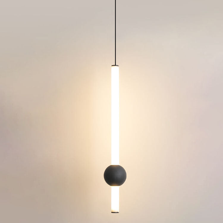 Modern Minimalist Long Cylinder with Metal Ball  LED Pendant Light