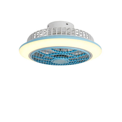 Modern Minimalist Round Cage Iron Acrylic LED Flush Mount Ceiling Fan Light