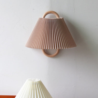 Modern Original Solid Wood Pleated Semi-Circle 1-Light Wall Sconce Lamp