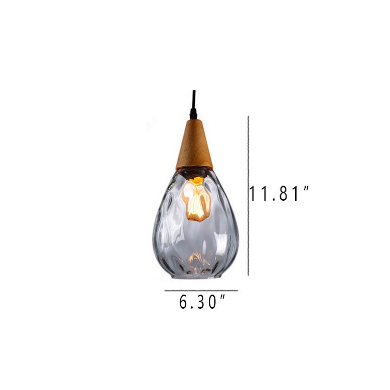 Water Ripple Glass 1-Light Drop Shaped Pendant Light