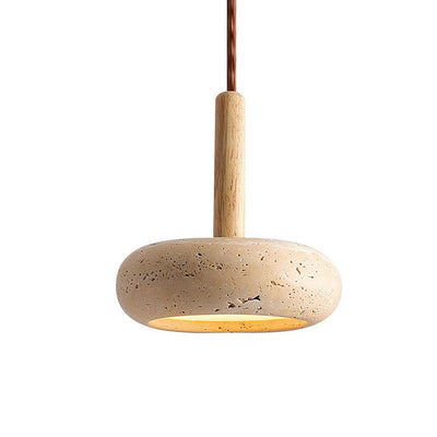 Round Yellow Travertine Pendant Light