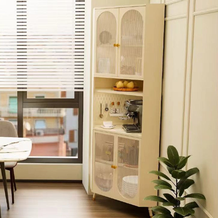 Contemporary Scandinavian Triangular Cold-Rolled Steel Tempered Glass Corner Cabinet 2-Cabinet 2-Tier For Living Room
