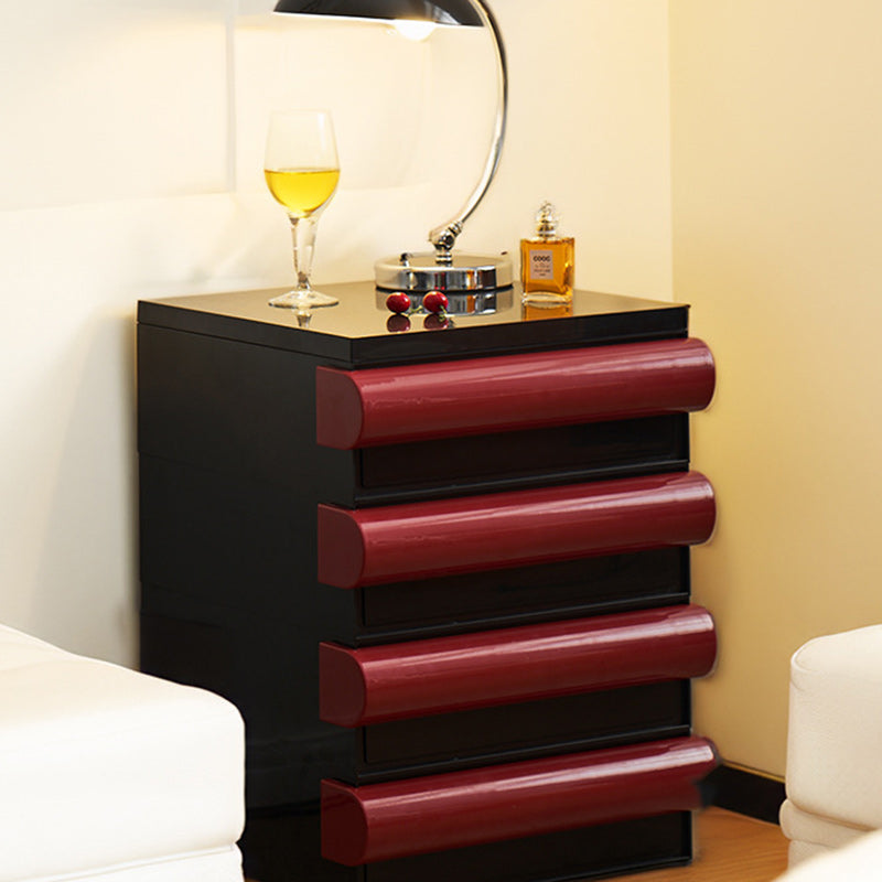 Table de nuit contemporaine scandinave rectangulaire cubique avec poignée arrondie en ABS 2/3/4 tiroirs amovibles pour chambre 
