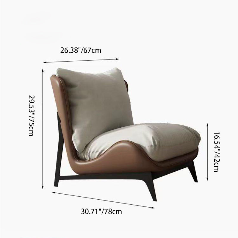 Contemporary Scandinavian Microfiber Leather Velvet Cotton Latex Carbon Steel Square Accent Chair Backrest Footrest For Living Room