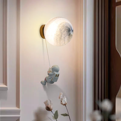 Modern Minimalist Spherical Round Resin Glass 1-Light Wall Scone Lamp For Bedroom