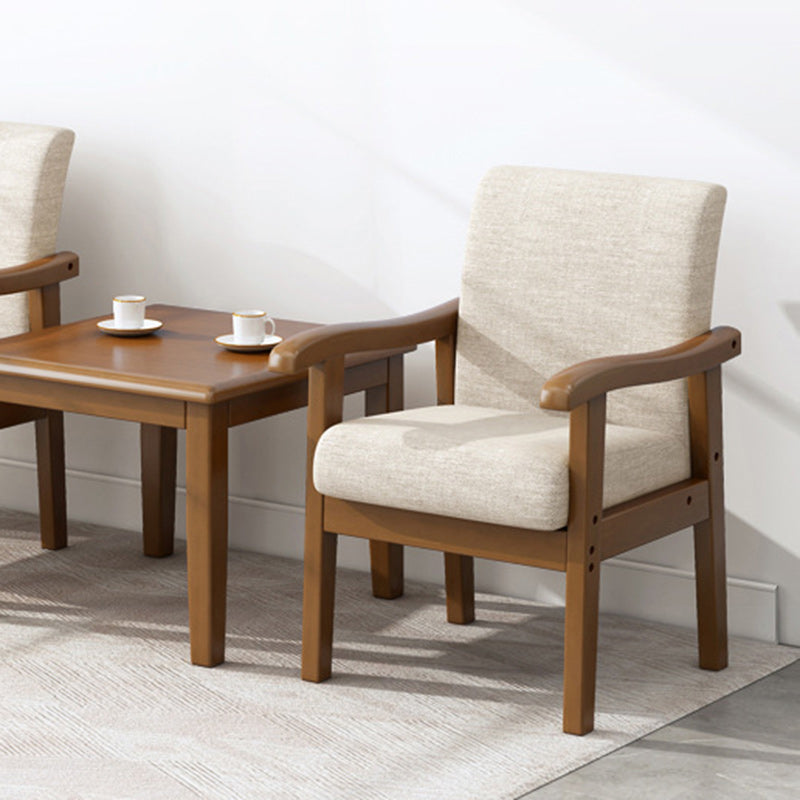 Modern Simplicity Rubberwood Cotton Linen Fabric Sponge Square Accent Chair &amp; Table Set For Living Room