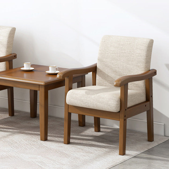 Modern Simplicity Rubberwood Cotton Linen Fabric Sponge Square Accent Chair &amp; Table Set For Living Room