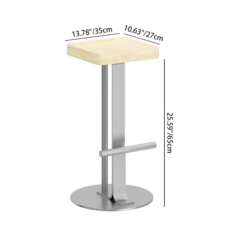 Tabouret de bar rectangulaire moderne minimaliste en fer forgé et bois massif avec repose-pieds pour salle à manger 