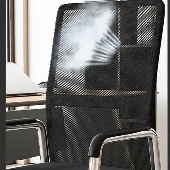 Modern Simplicity Mesh Fabric Cotton-linen Faux Leather Steel Square Desk Chair Backrest Armrest For Home Office