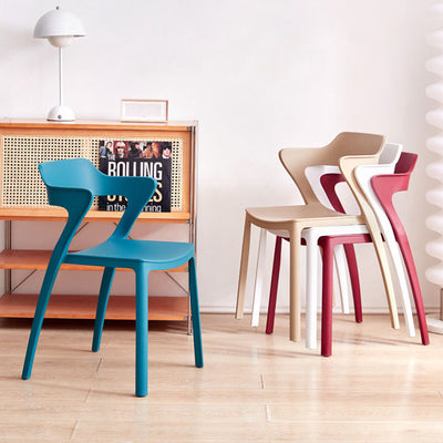 Modern Minimalist Openwork Rectangular PVC Dining Chair Backrest Armless For Dining Room