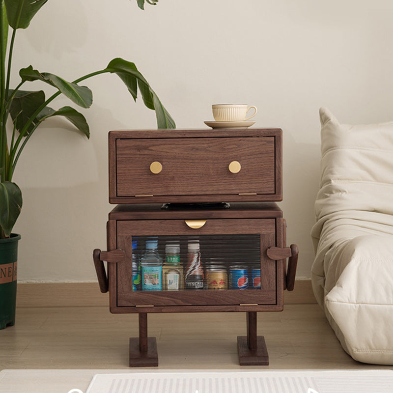 Table de nuit contemporaine pour enfants créative, robot, rectangulaire, cubique, en bois, pivotante, avec 2 armoires pour chambre à coucher 