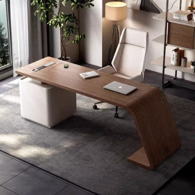 Modern Minimalist Trapezoidal Solid Wood Plywood Desks 3-Drawer For Home Office