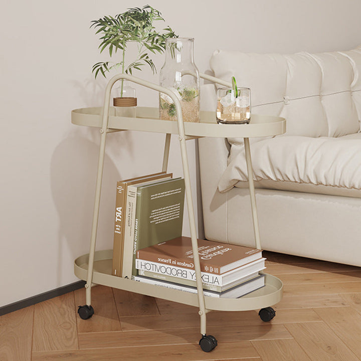 Moderner minimalistischer langer ovaler Eisen-Entfernungstisch, 2-stufig für das Wohnzimmer 