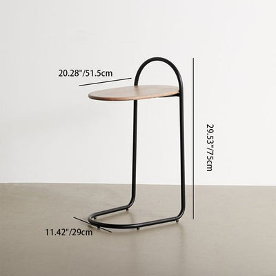 Moderner minimalistischer ovaler Kurvenholz-Metall-Beistelltisch 1-stufig für das Wohnzimmer 