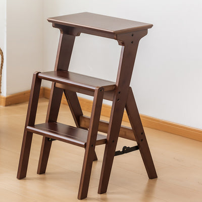 Traditional Vintage Bamboo Folding Step Stool 2/3-Step For Living Room