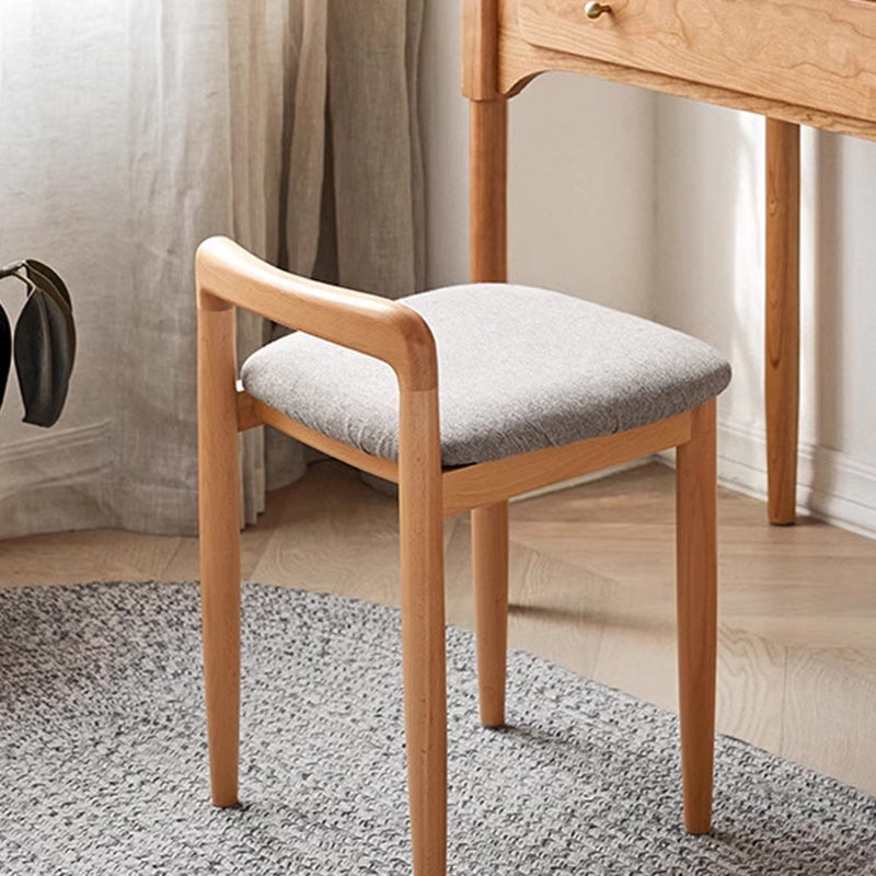 Tabouret de coiffeuse carré en lin et coton traditionnel japonais, sans dossier ni accoudoirs, pour chambre 