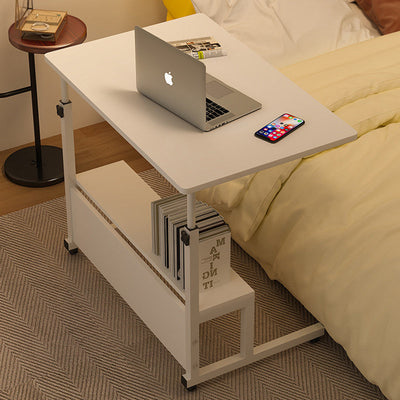 Table d'appoint rectangulaire en bois et acier minimaliste moderne à 2 niveaux pour étude 