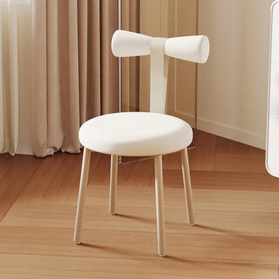 Tabouret de coiffeuse sans dossier en tissu rond crème Art Déco moderne en fer pour chambre 