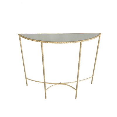 Modern Minimalist Curved Glass Iron Console Table 1-Tier For Entryways