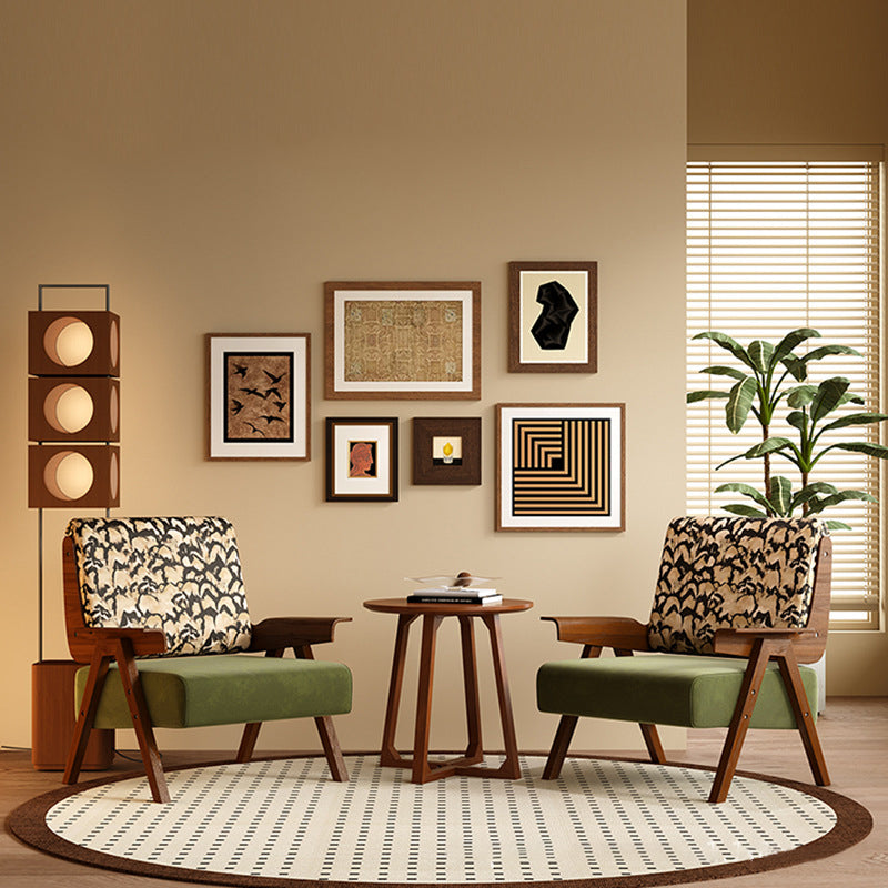 Traditional French Rectangular Velvet Solid Wood Accent Chair Backrest Armrest For Living Room
