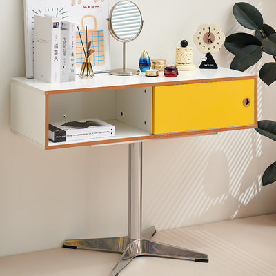 Modern Minimalist Rectangular Medium Density Fiberboard Plastic Stainless Steel Makeup Vanity 2-Drawer For Bedroom