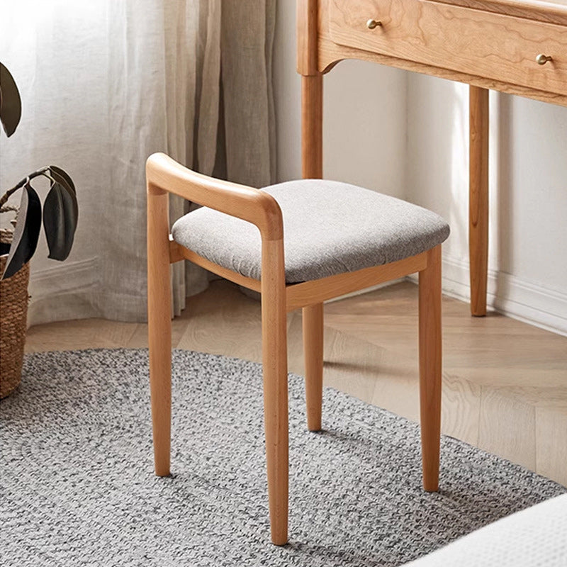 Tabouret de coiffeuse carré en lin et coton traditionnel japonais, sans dossier ni accoudoirs, pour chambre 
