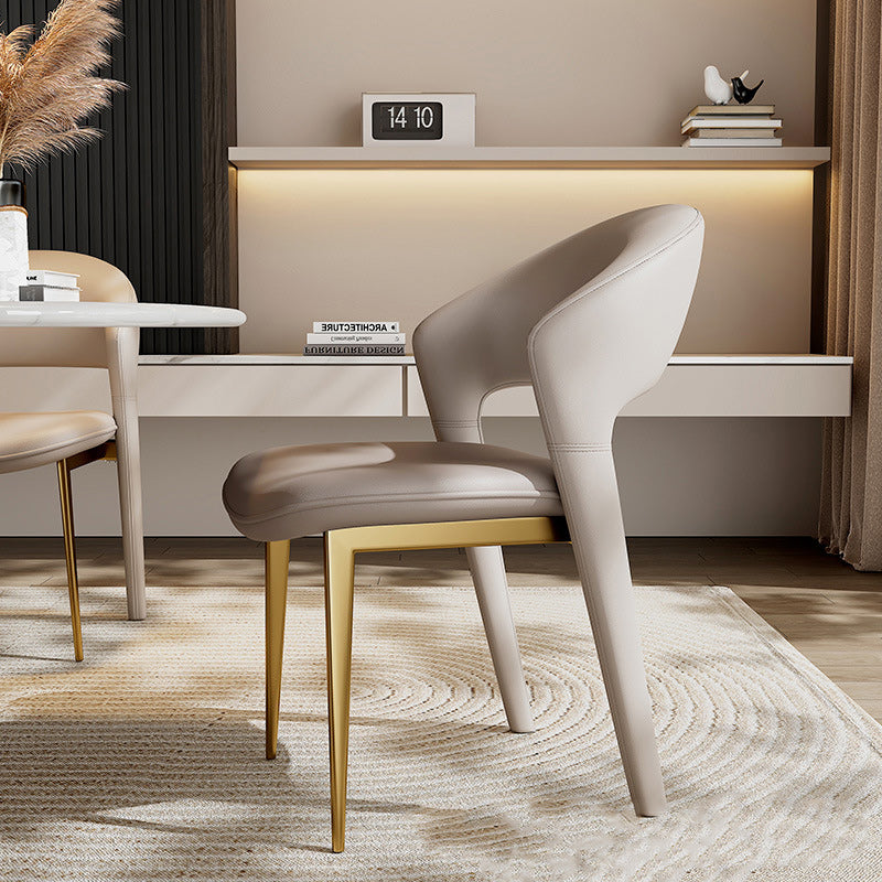 Moderne Luxus Kurve Quadrat Mikrofaser Leder Metall Esszimmerstuhl Rückenlehne Ohne Armlehnen Für Esszimmer 