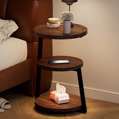 Modern Minimalist Round Cylindrical Medium Density Fiberboard Iron Side Table 3-Tier For Living Room