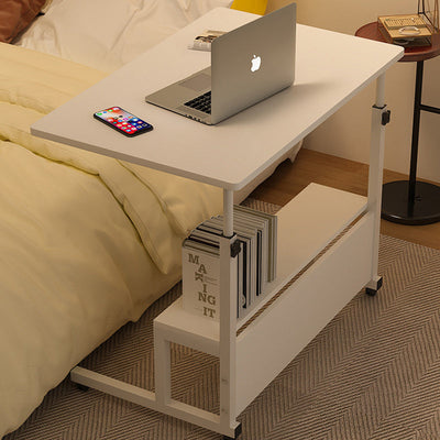 Table d'appoint rectangulaire en bois et acier minimaliste moderne à 2 niveaux pour étude 