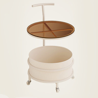 Zeitgenössischer Luxus-Rundtisch aus Edelstahl und Glas mit 2 Ebenen für das Wohnzimmer 