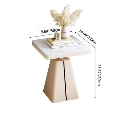 Contemporary Scandinavian Square Carbon Steel Sintered Stone Side Table For Living Room