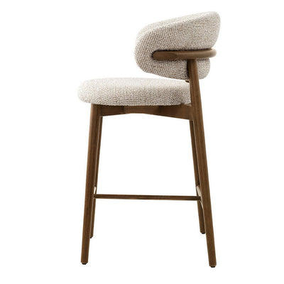 Modern Minimalist Ash Wood Fabric Rectangular Bar Stool Backrest Footrest For Kitchen