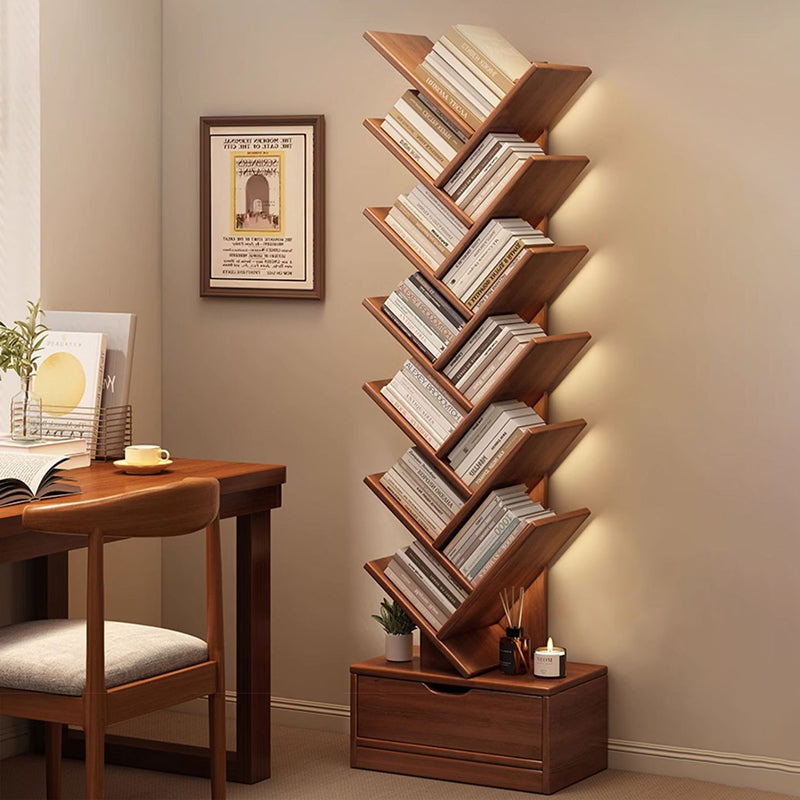 Contemporary Creative Rectangular Solid Wood Eco-Friendly Board 6/8/10/12 Tier Bookshelves For Home Office