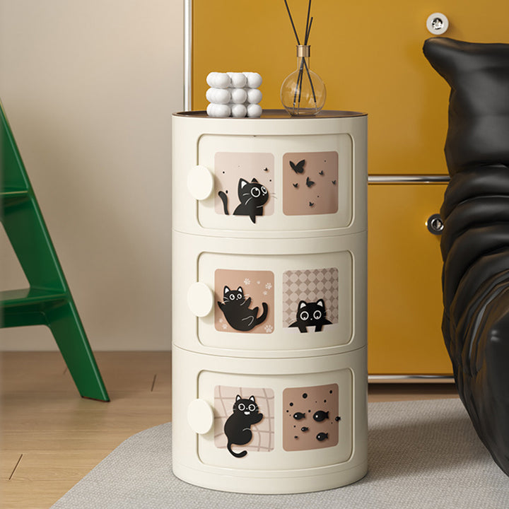 Mesa de noche cilíndrica creativa contemporánea de ABS con 2/3 cajones para dormitorio 