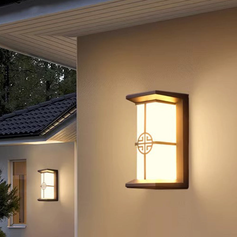 Lampe murale moderne en forme de cuboïde en aluminium acrylique LED étanche pour patio extérieur 