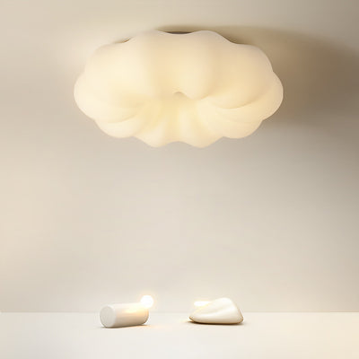 Contemporary Nordic Iron PE Cookies Swirled LED Semi-Flush Mount Ceiling Light For Bedroom