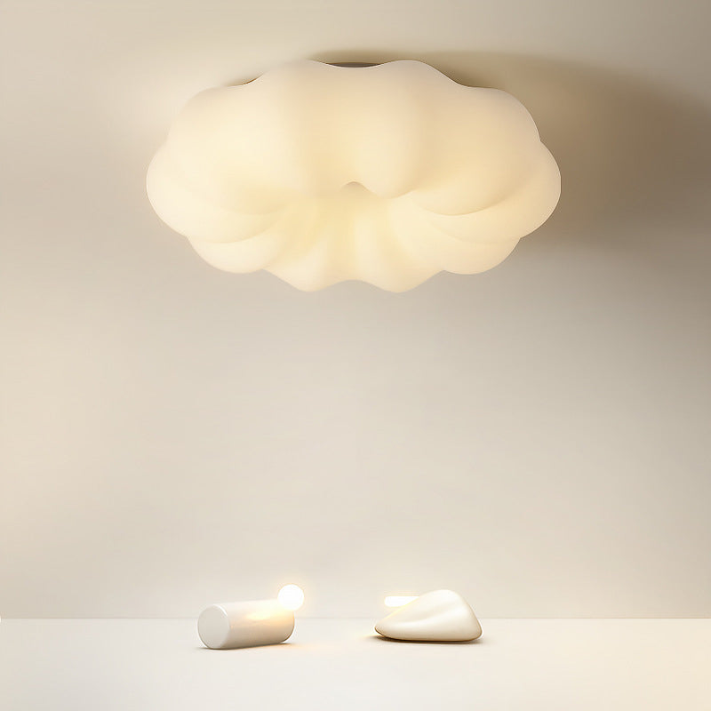 Contemporary Nordic Iron PE Cookies Swirled LED Semi-Flush Mount Ceiling Light For Bedroom