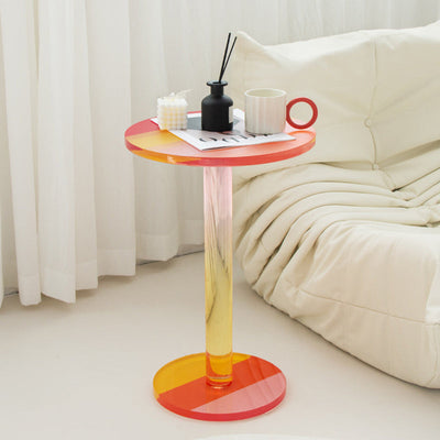 Zeitgenössischer kreativer runder Marmorsäulen-Acryl-Beistelltisch 1-stufig für Wohnzimmer 