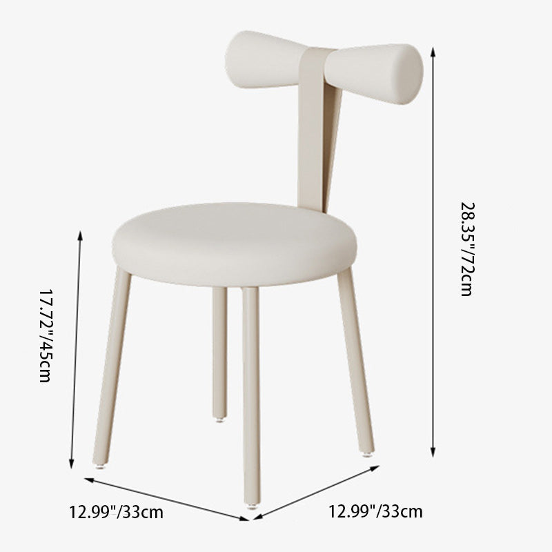 Tabouret de coiffeuse sans dossier en tissu rond crème Art Déco moderne en fer pour chambre 
