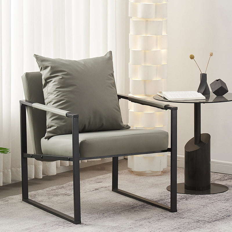 Dossier de chaise contemporain scandinave carré en acier au carbone et cuir synthétique Nappa pour salon 