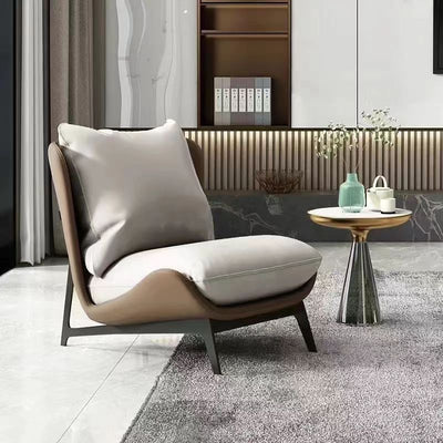 Contemporary Scandinavian Microfiber Leather Velvet Cotton Latex Carbon Steel Square Accent Chair Backrest Footrest For Living Room