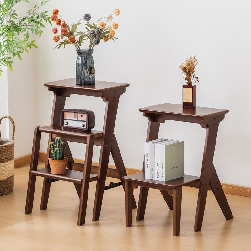 Traditional Vintage Bamboo Folding Step Stool 2/3-Step For Living Room