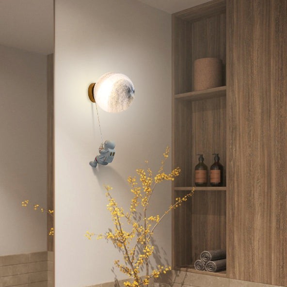 Modern Minimalist Spherical Round Resin Glass 1-Light Wall Scone Lamp For Bedroom