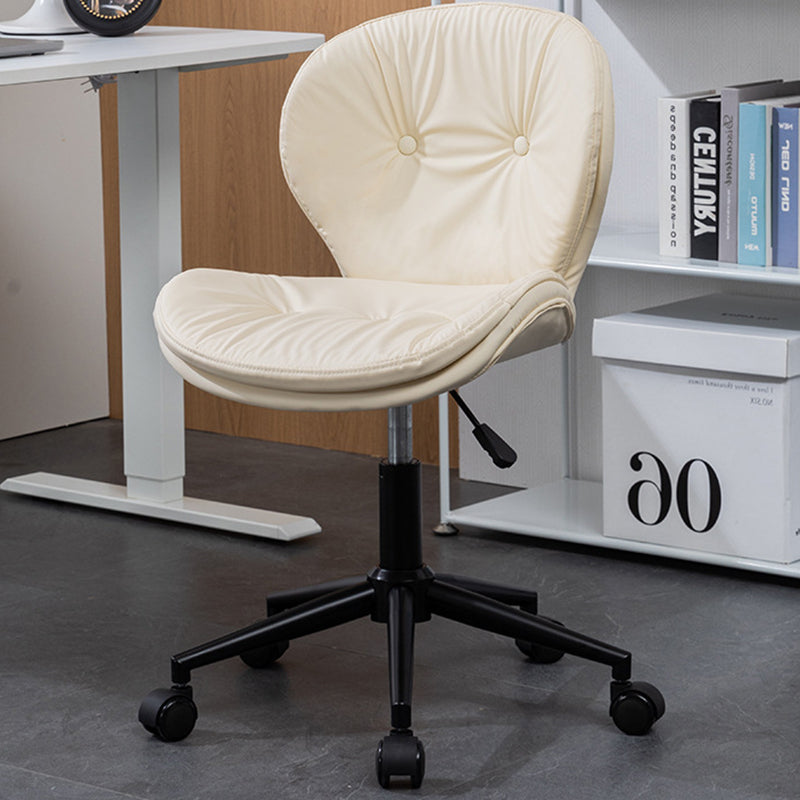 Modern Minimalist Round PU Leather Steel Plastic Wood Desk Chair Backrest Armless For Home Office