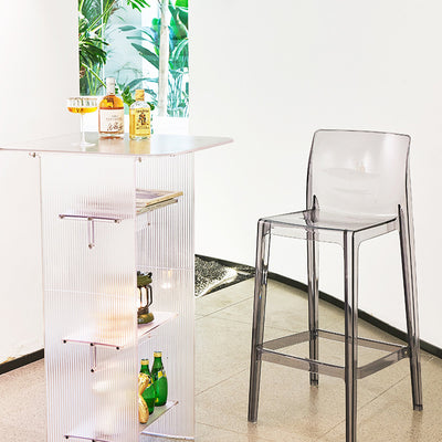 Modern Minimalist PC Rectangular Bar Stool Backrest Armless For Kitchen