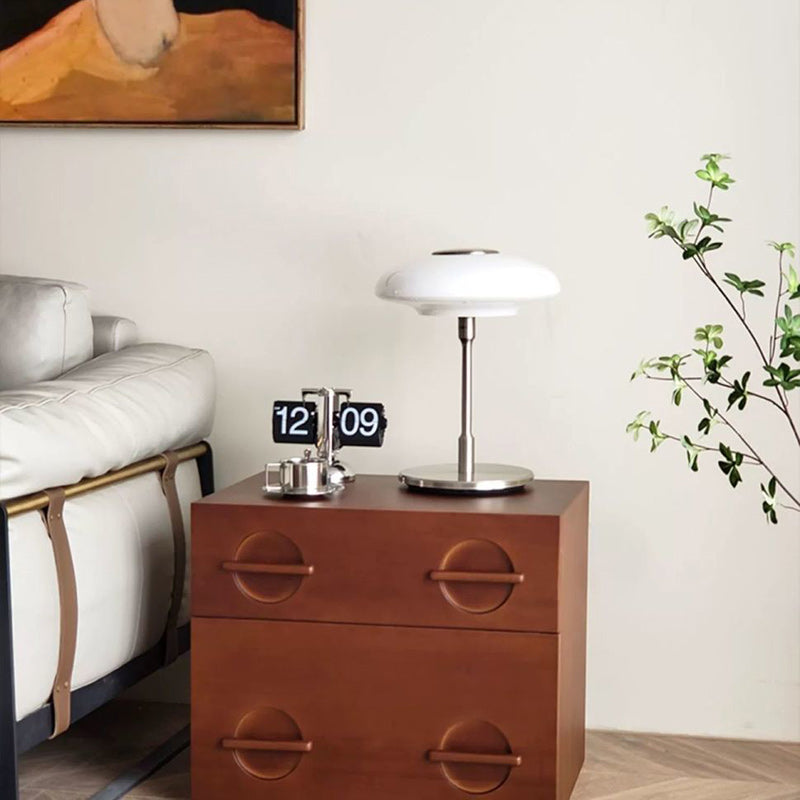 Table de nuit rectangulaire en bois massif nordique contemporain à 2 tiroirs pour chambre 