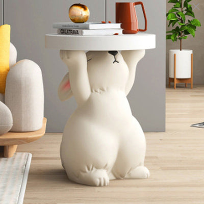 Table d'appoint moderne Art Déco ronde avec lapin, éléphant et ours en résine de fibre de verre 1 plateau pour salon 