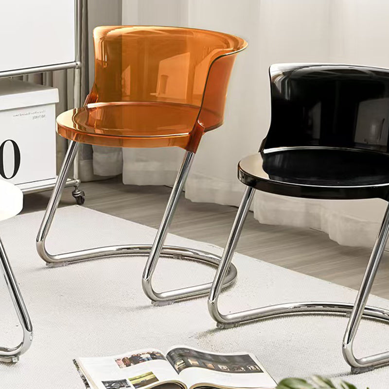 Modern Minimalist Curved PC Iron Dining Chair Backrest Armless For Dining Room