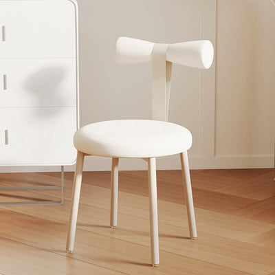 Tabouret de coiffeuse sans dossier en tissu rond crème Art Déco moderne en fer pour chambre 